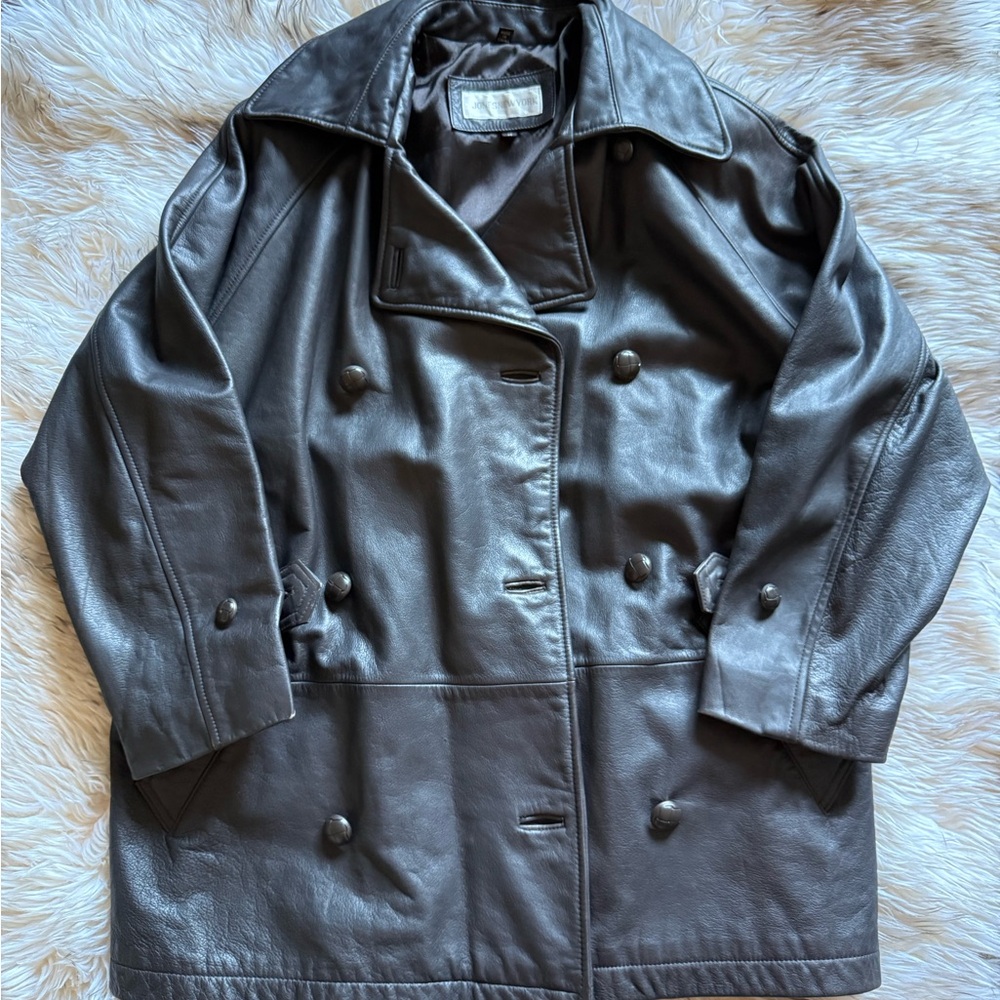 Jones New York Genuine Leather Peacoat Black Women’s Medium